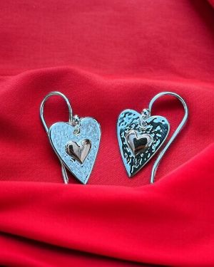 Rose Gold Textured Heart Earrings