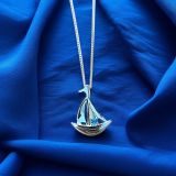 Blue Topaz Sailing Boat Necklace