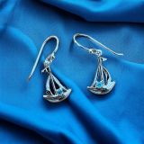Blue Topaz Sailing Boat Earrings