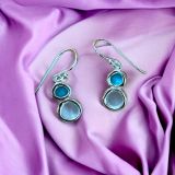 White And Turquoise Circle Earrings