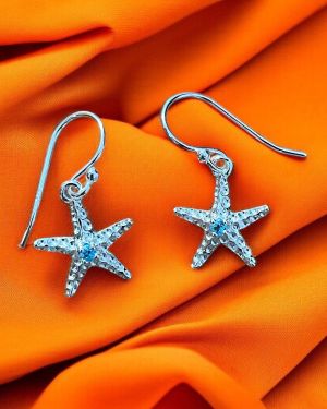 Blue Topaz Starfish Earrings