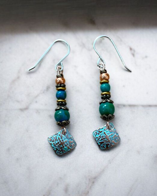 Small Orb Copper Earrings