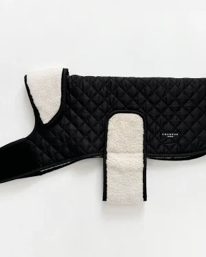 Midnight Black Quilted Dog Coat