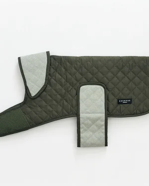 Country Khaki Quilted Dog Coat