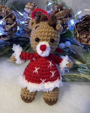 Christmas Red Dress Reindeer Decoration
