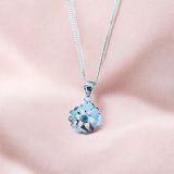 Blue Topaz Circluar Heart Necklace