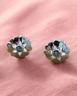 Blue Topaz Circular Heart Studs