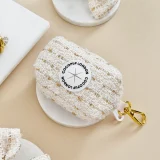 Vanilla Textured Tweed Poo Bag Holder