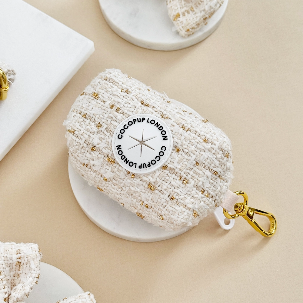Vanilla Textured Tweed Poo Bag Holder