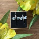 White Opalique Large Dragonfly Earrings