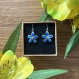 Blue Opalique Flower Earrings