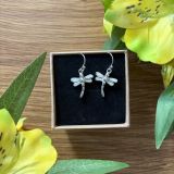 White Opalique Dragonfly Earrings