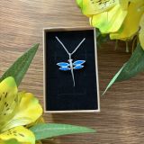 Blue Opalique Large Dragonfly Necklace