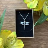 White Opalique Large Dragonfly Necklace