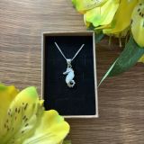 White Opalique Seahorse Necklace
