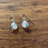 White Opalique Circle Earrings