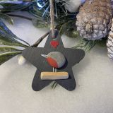 Christmas Robin Slate Decoration
