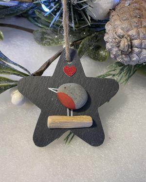 Christmas Robin Slate Decoration