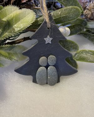 Two People Christmas Slate Decoration