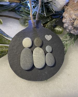 Three People Christmas Slate Decoration