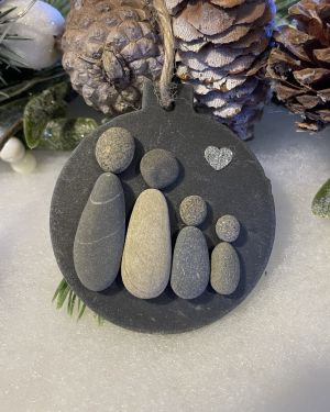 Four People Christmas Slate Decoration