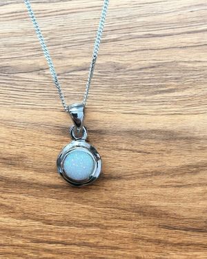 White Opalique Circle Necklace
