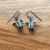 White Opalique Turtle Earrings