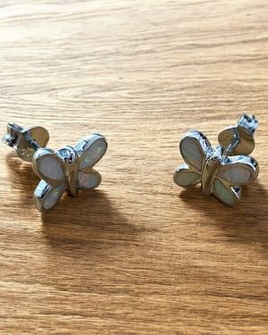 White Opalique Butterfly Studs