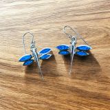 Blue Opalique Large Dragonfly Earrings