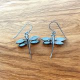 White Opalique Large Dragonfly Earrings