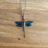 Blue Opalique Large Dragonfly Necklace