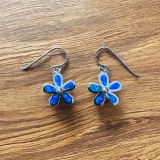 Blue Opalique Flower Earrings