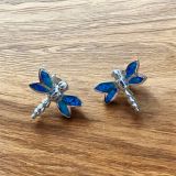 Blue Opalique Dragonfly Studs