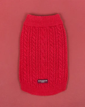 Mulled Wine Cable Knit Dog Jumper
