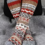 Classic Fairisle Grey Long Socks