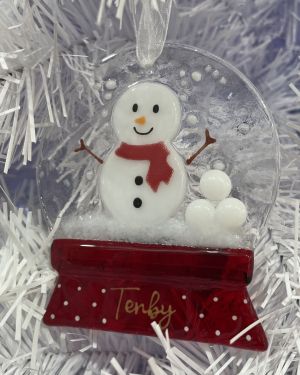 Fused Glass Tenby Snowglobe Decoration