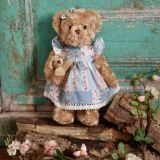Teddy Wearing A Blue Patchwork Dress