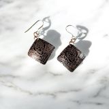 Black Square Copper Earrings