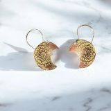 Yellow Crescent Moon Copper Earrings