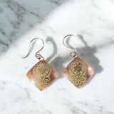 Yellow Square Copper Earrings