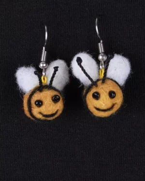 Felted Bumble Bee Earrings