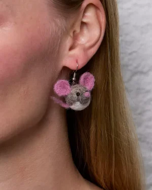 Felted Mouse Earrings