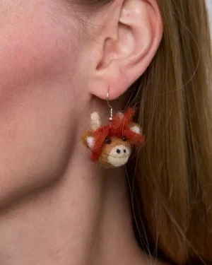 Felted Highland Cow Earrings