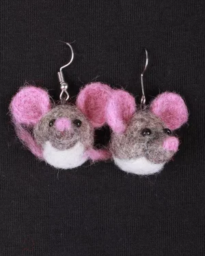 Felted Mouse Earrings