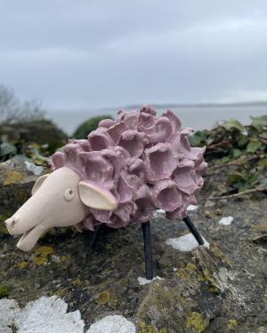 Ceramic Fluffy Pink Sheep