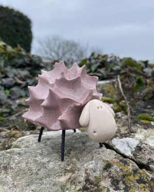 Ceramic Fluffy Pink Lamb