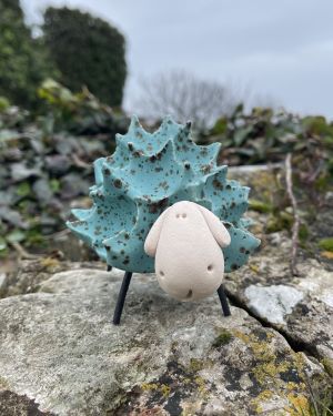 Ceramic Fluffy Blue Lamb