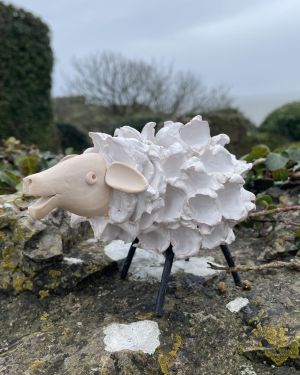 Ceramic Fluffy White Sheep