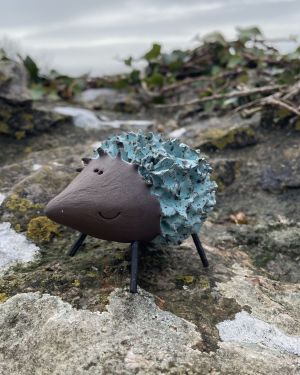 Ceramic Spiky Light Blue Hedgehog