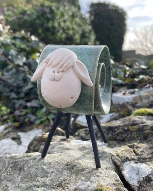 Ceramic Olive Sheep Ornament